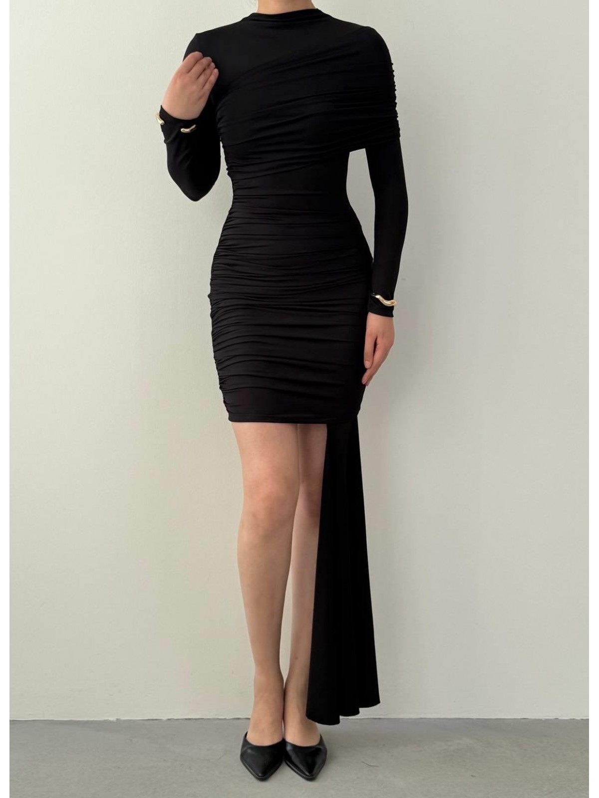 Burte Mini Elbise ETK-00822-siyah