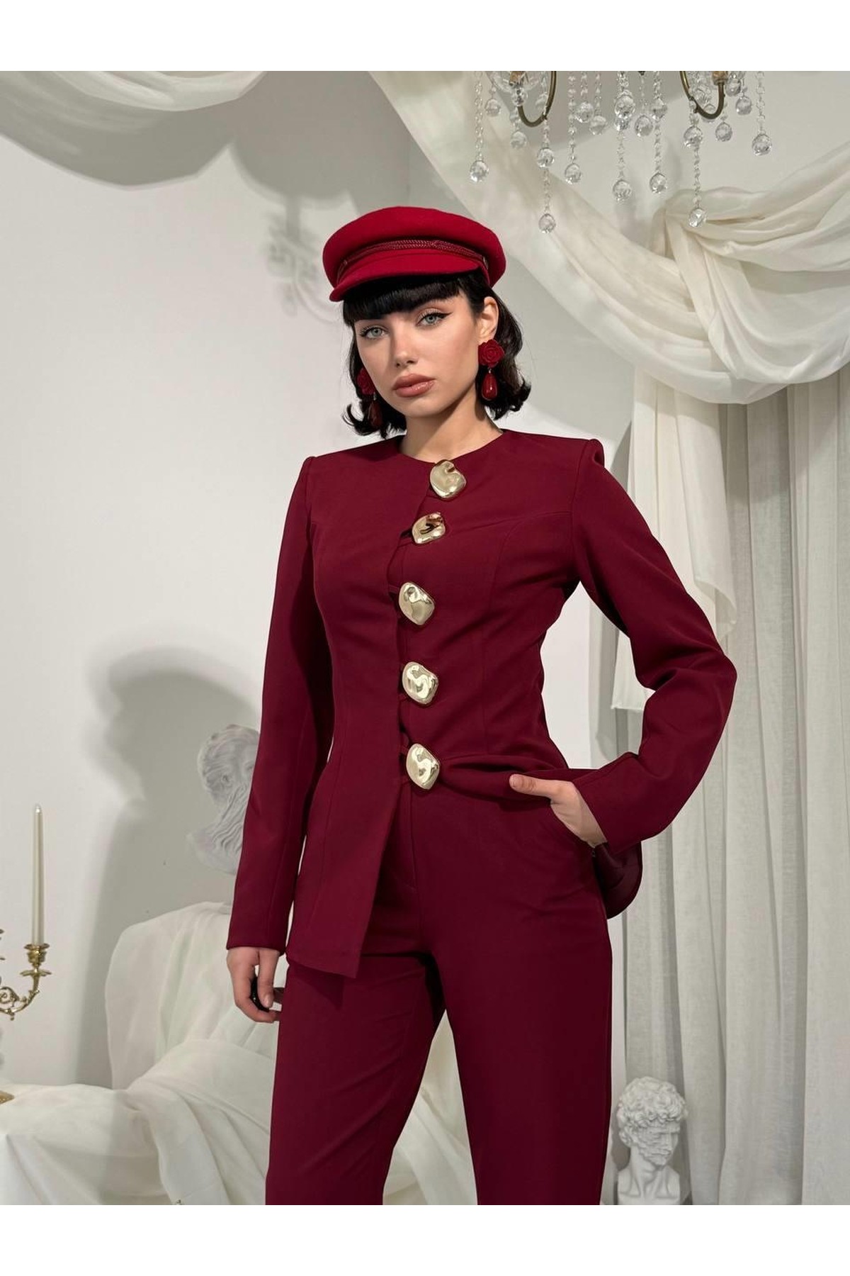 Lıona İkili Takım ETK-00824-bordo
