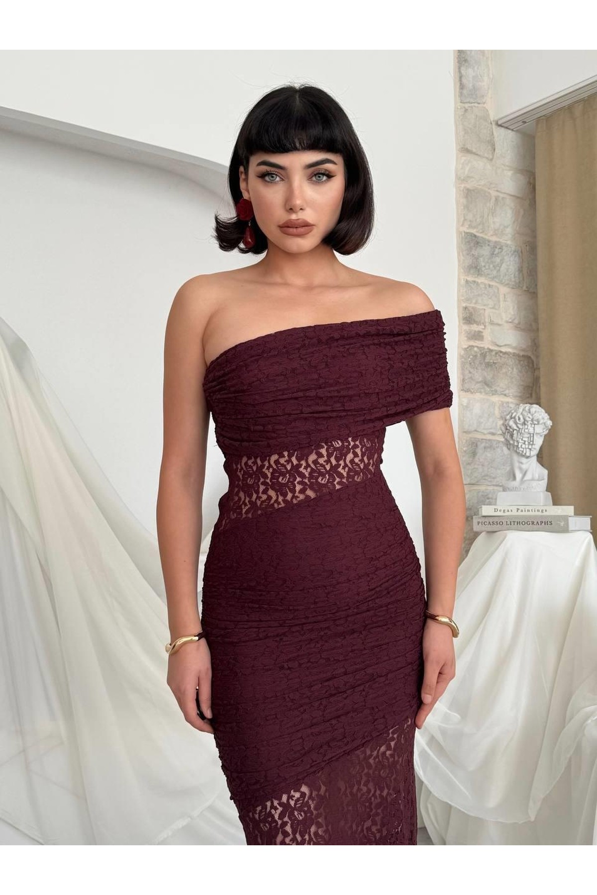 Tıva Midi Elbise ETK-00826-murdum