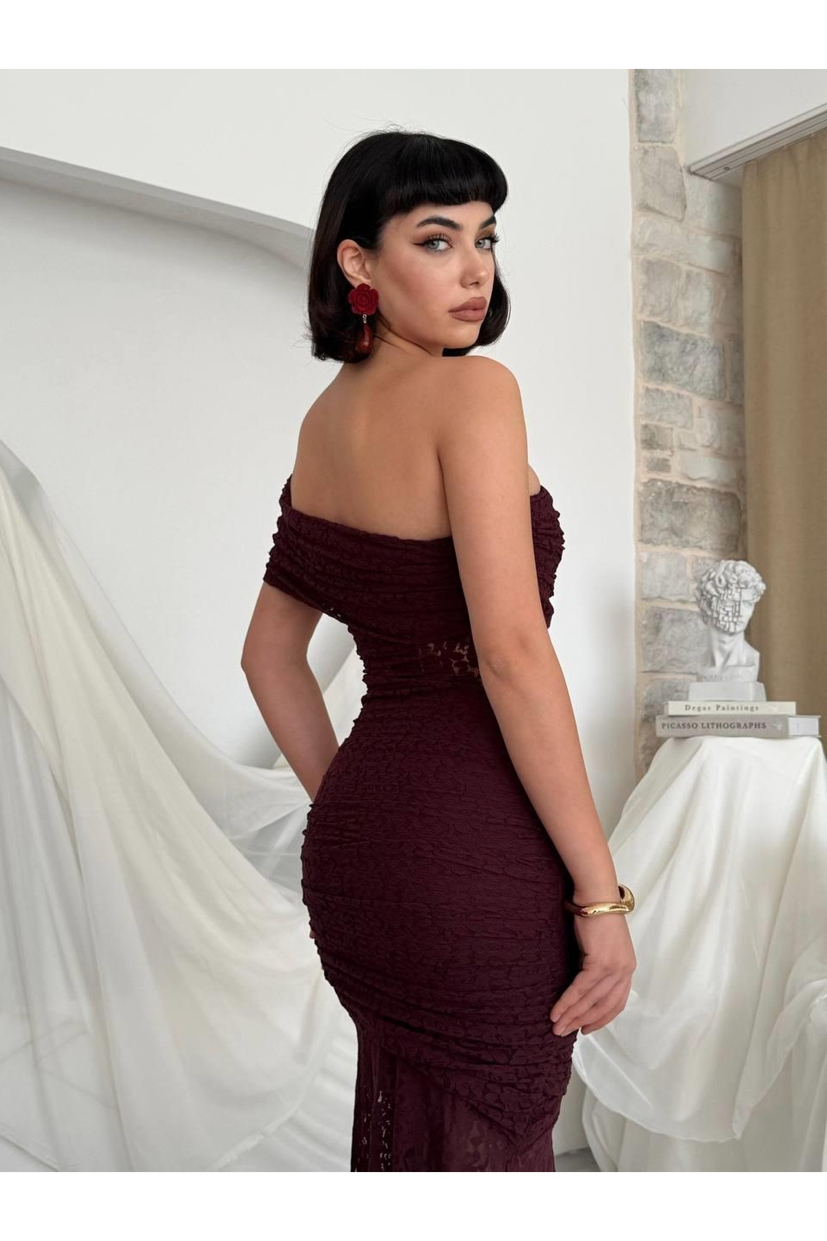 Tıva Midi Elbise ETK-00826-murdum