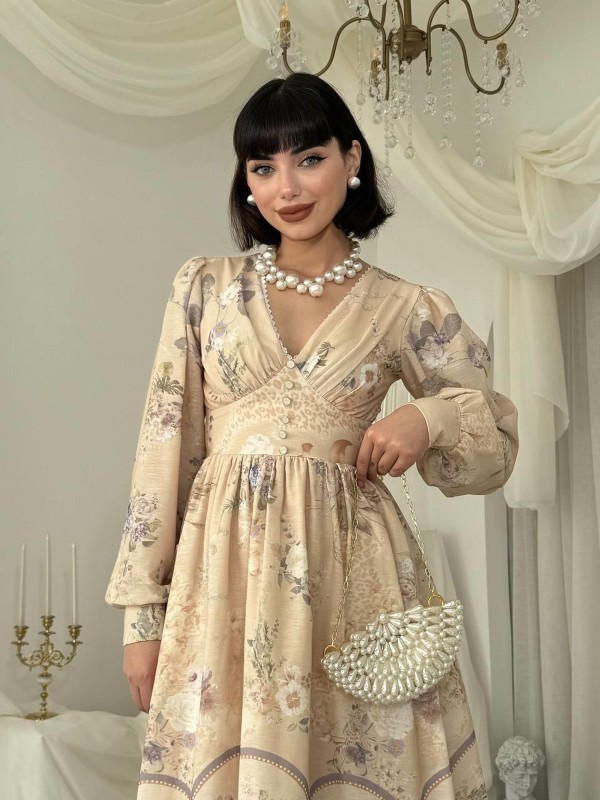 Roven Midi Elbise ETK-00833-desenli