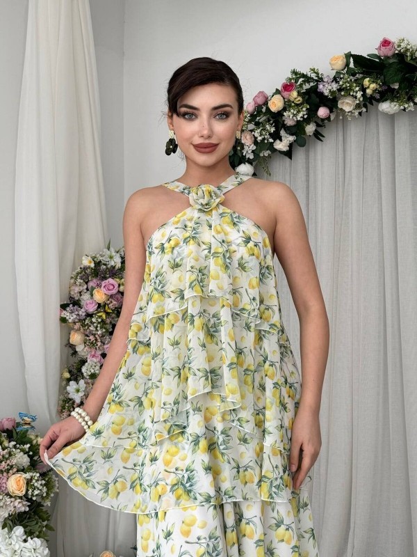 Kenra Midi Elbise ETK-00873-sari