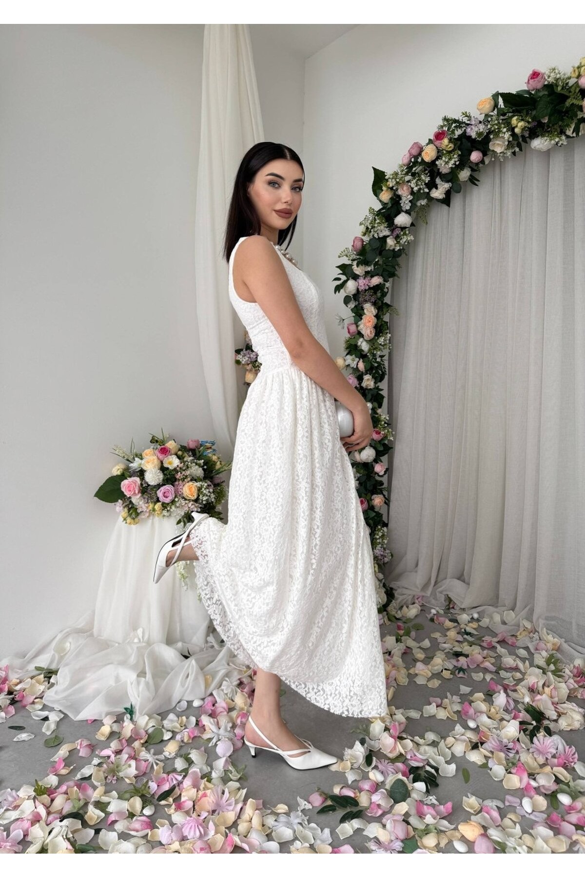 Muna Midi Elbise ETK-00914-ekru