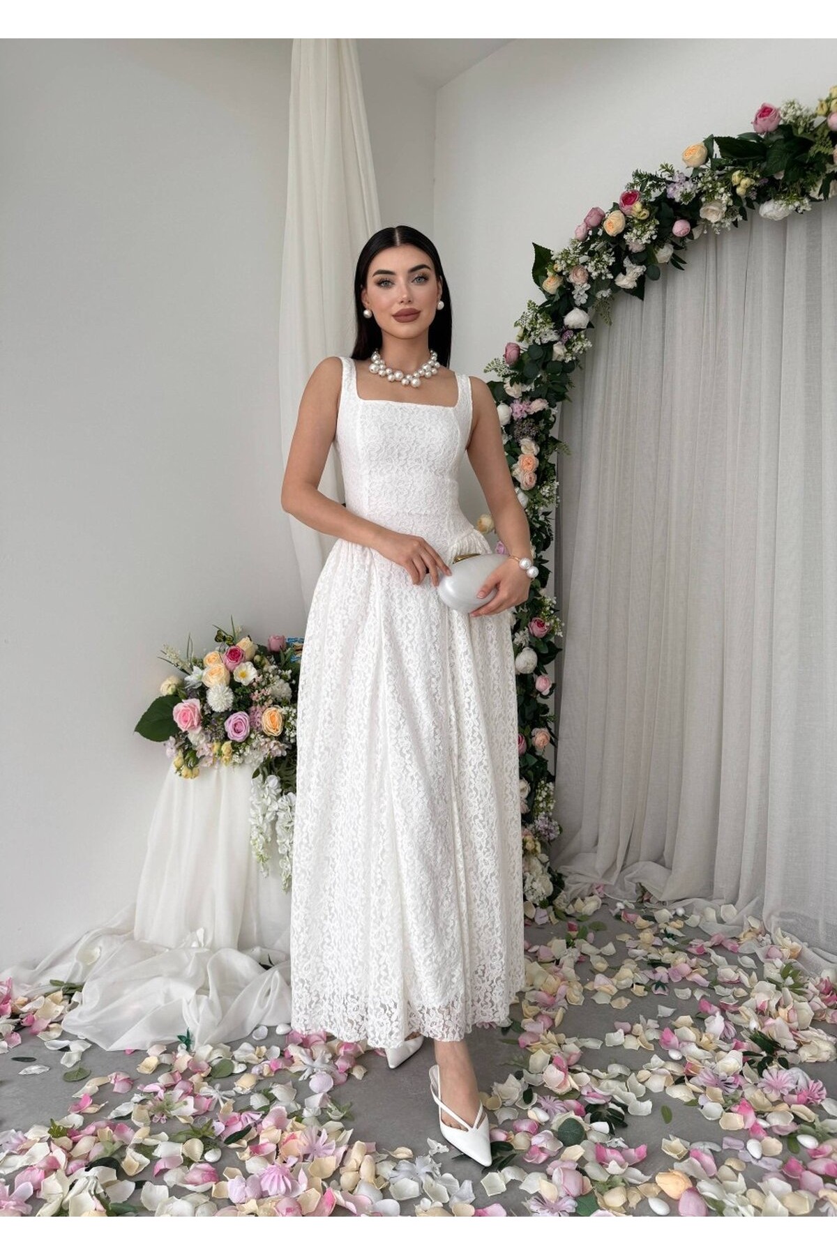 Muna Midi Elbise ETK-00914-ekru