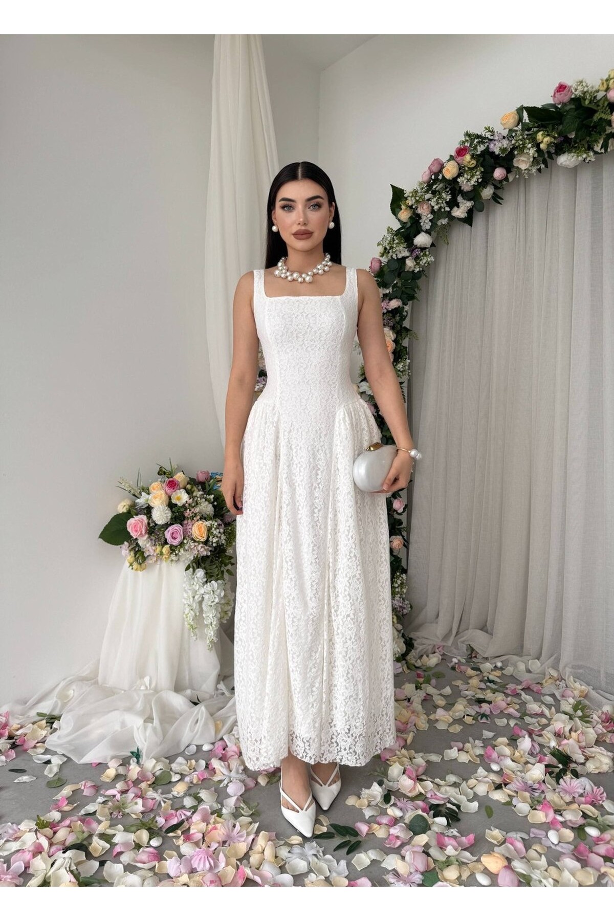 Muna Midi Elbise ETK-00914-ekru