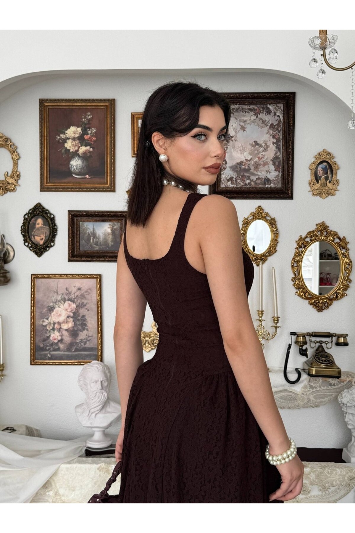 Muna Midi Elbise ETK-00914-kahve