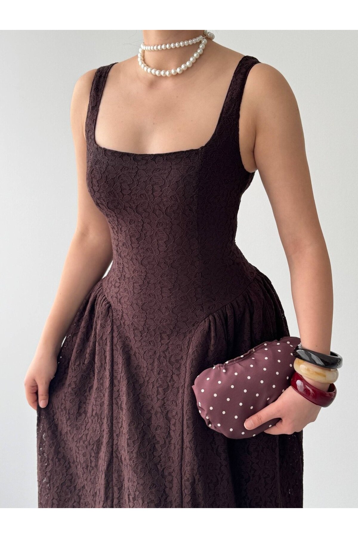 Muna Midi Elbise ETK-00914-kahve