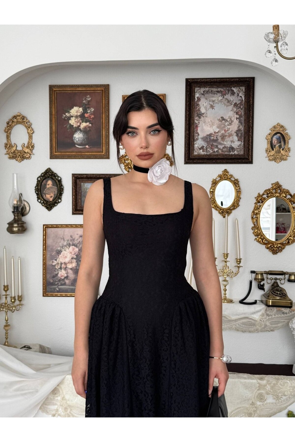 Muna Midi Elbise ETK-00914-siyah