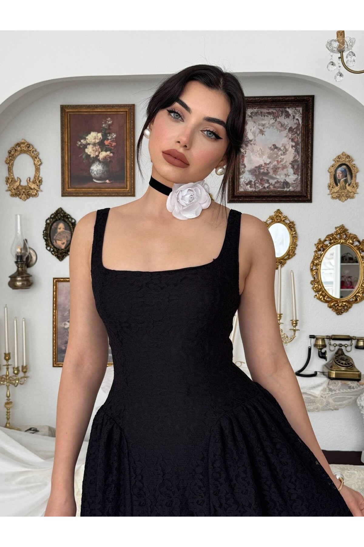 Muna Midi Elbise ETK-00914-siyah