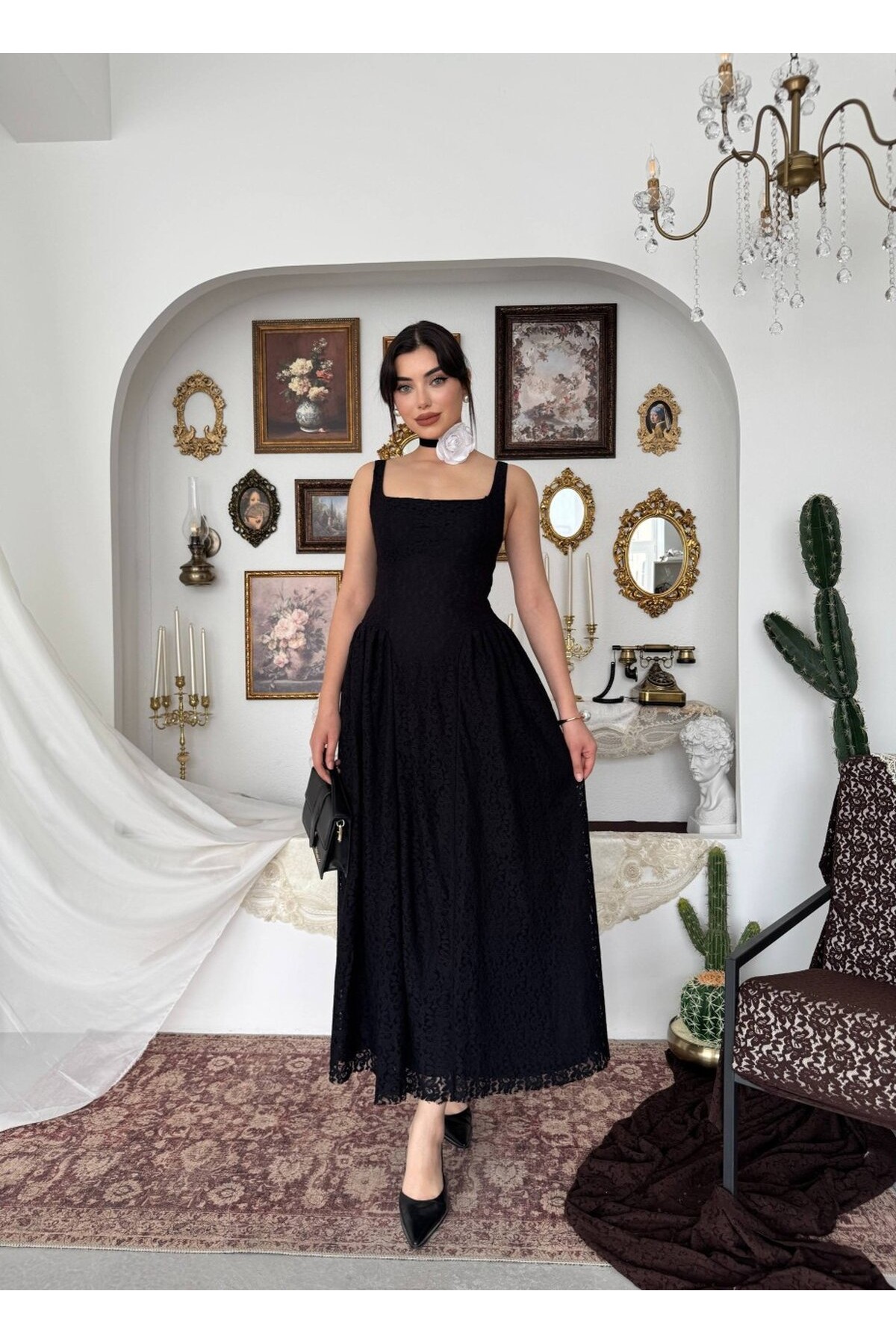 Muna Midi Elbise ETK-00914-siyah