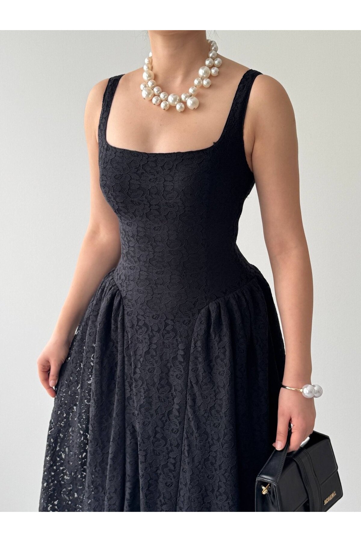 Muna Midi Elbise ETK-00914-siyah