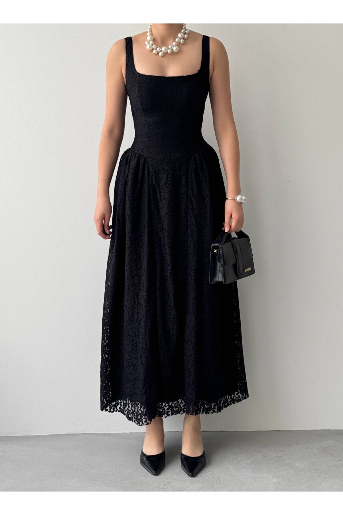 Muna Midi Elbise ETK-00914-siyah