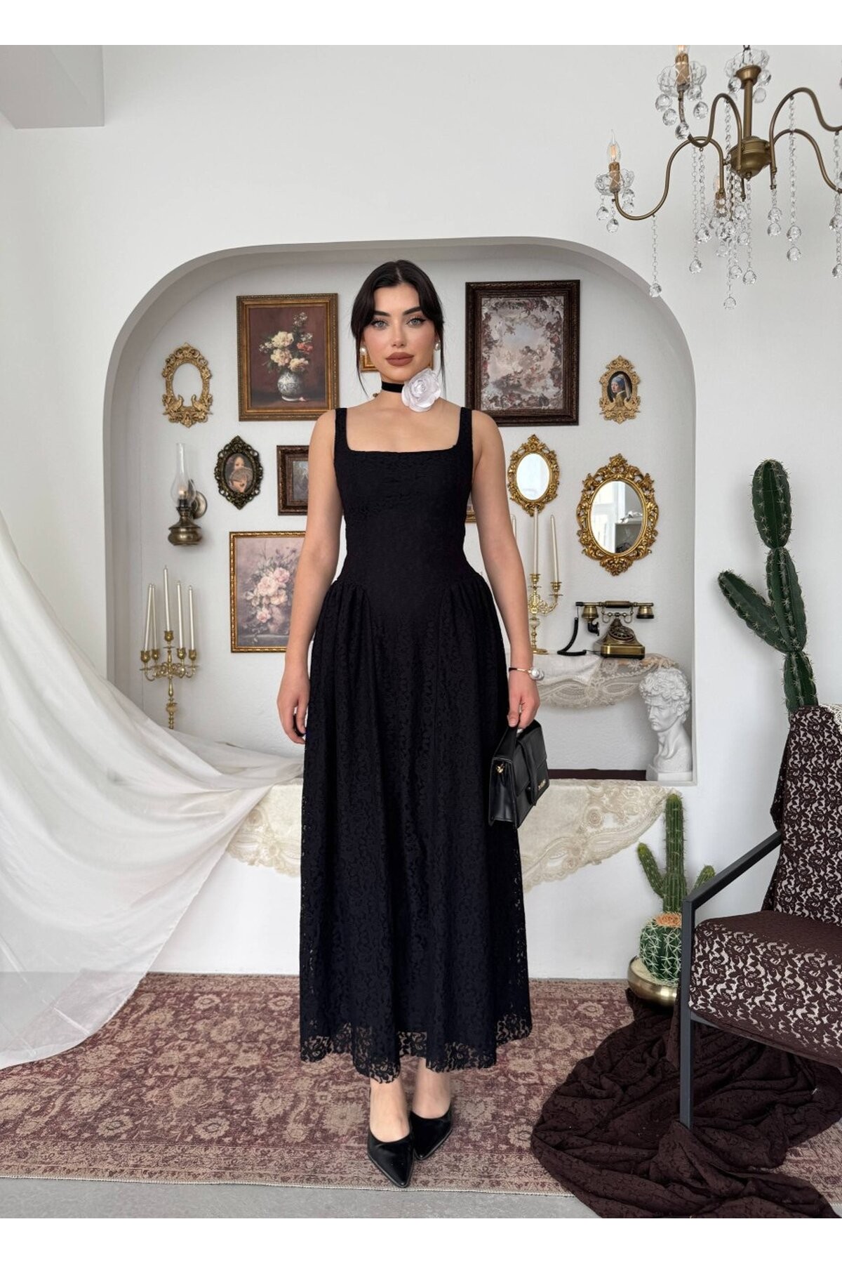 Muna Midi Elbise ETK-00914-siyah