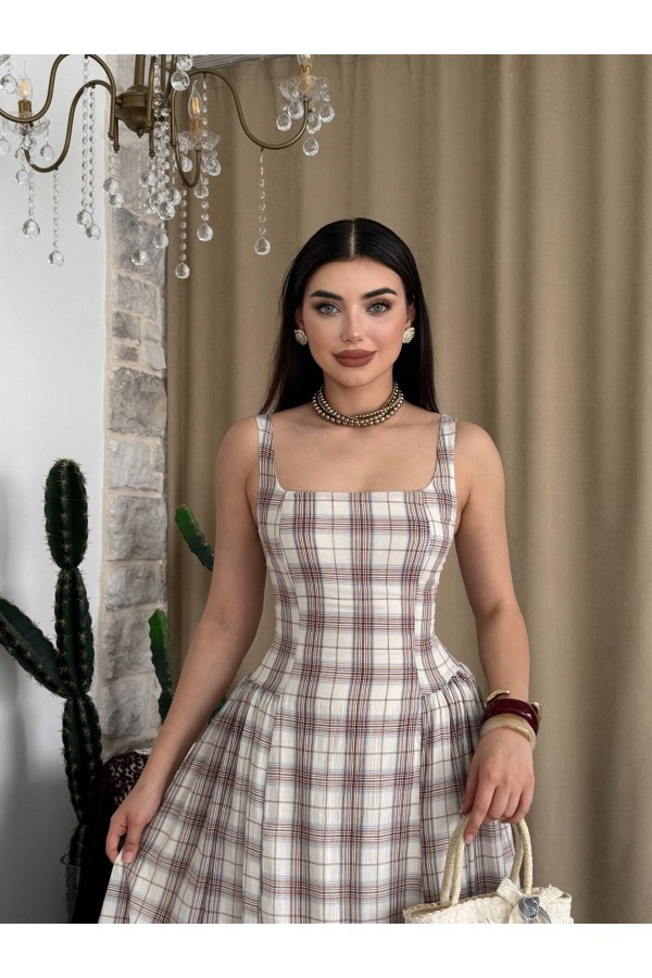 Bess Midi Elbise ETK-00916-ekru