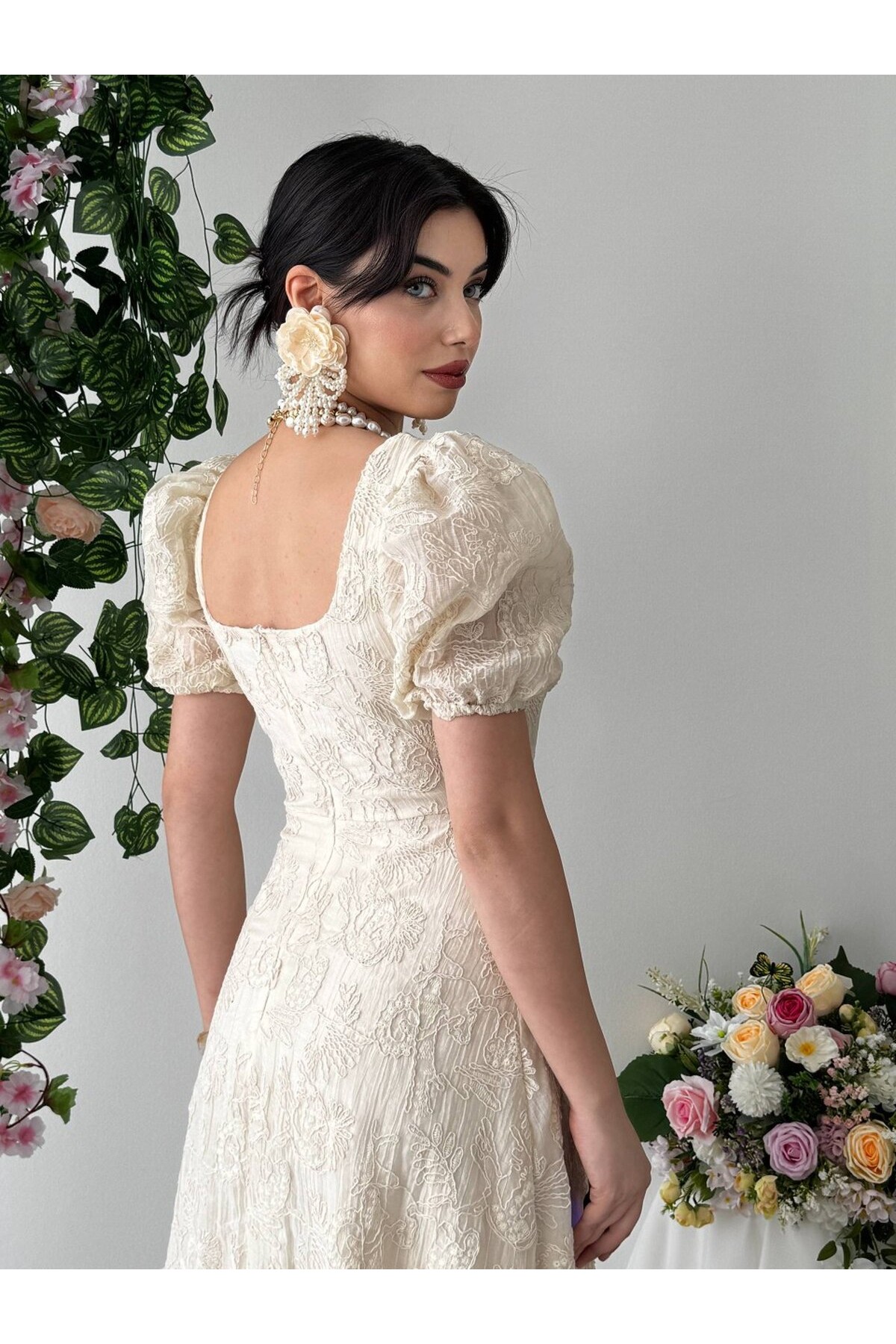 Vesam Midi Elbise ETK-00926-bej