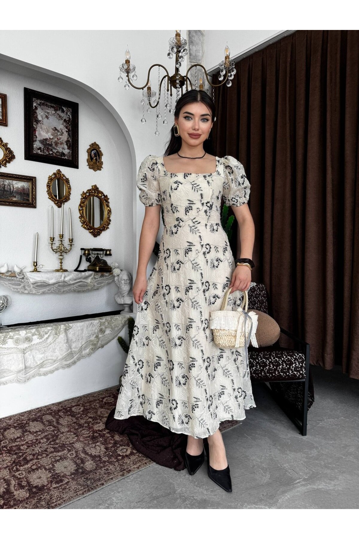 Vesam Midi Elbise ETK-00926-siyah