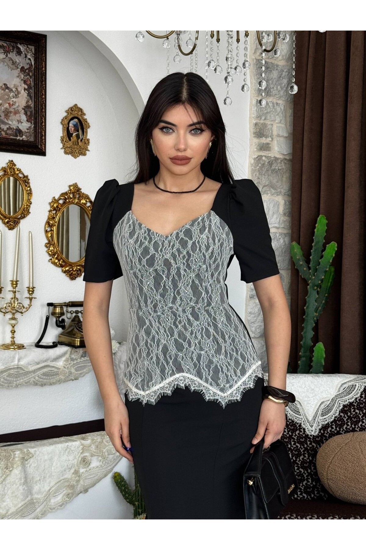 Cresh Midi Elbise ETK-00934-siyah