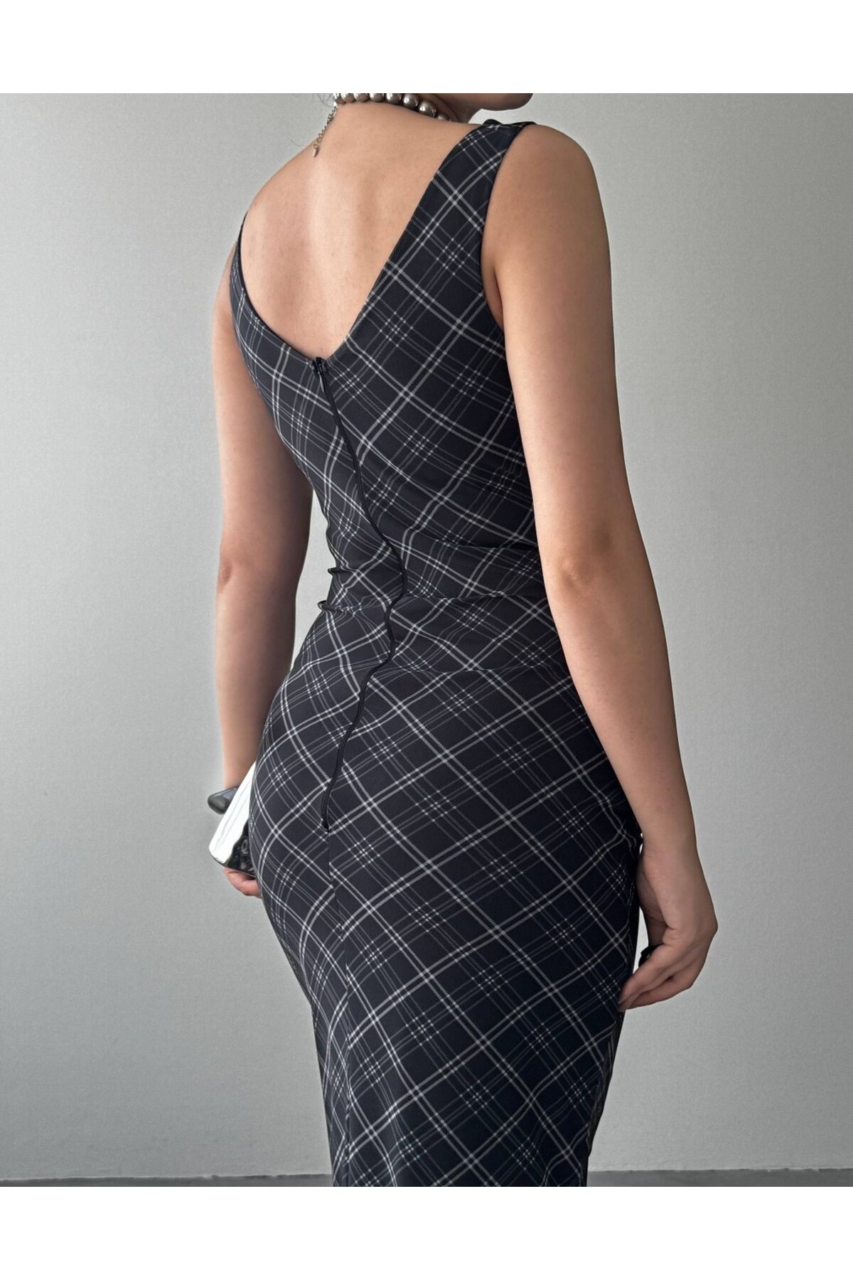 Pony Midi Elbise ETK-00937-siyah