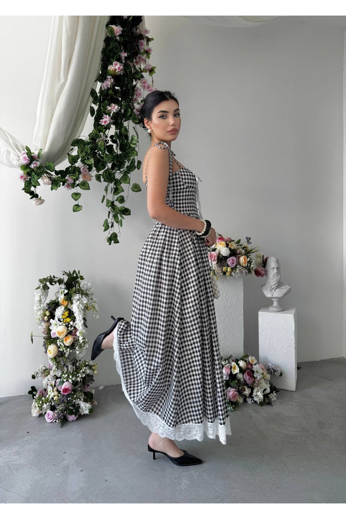Yumak İp Askılı Elbise ETK-00956-siyah