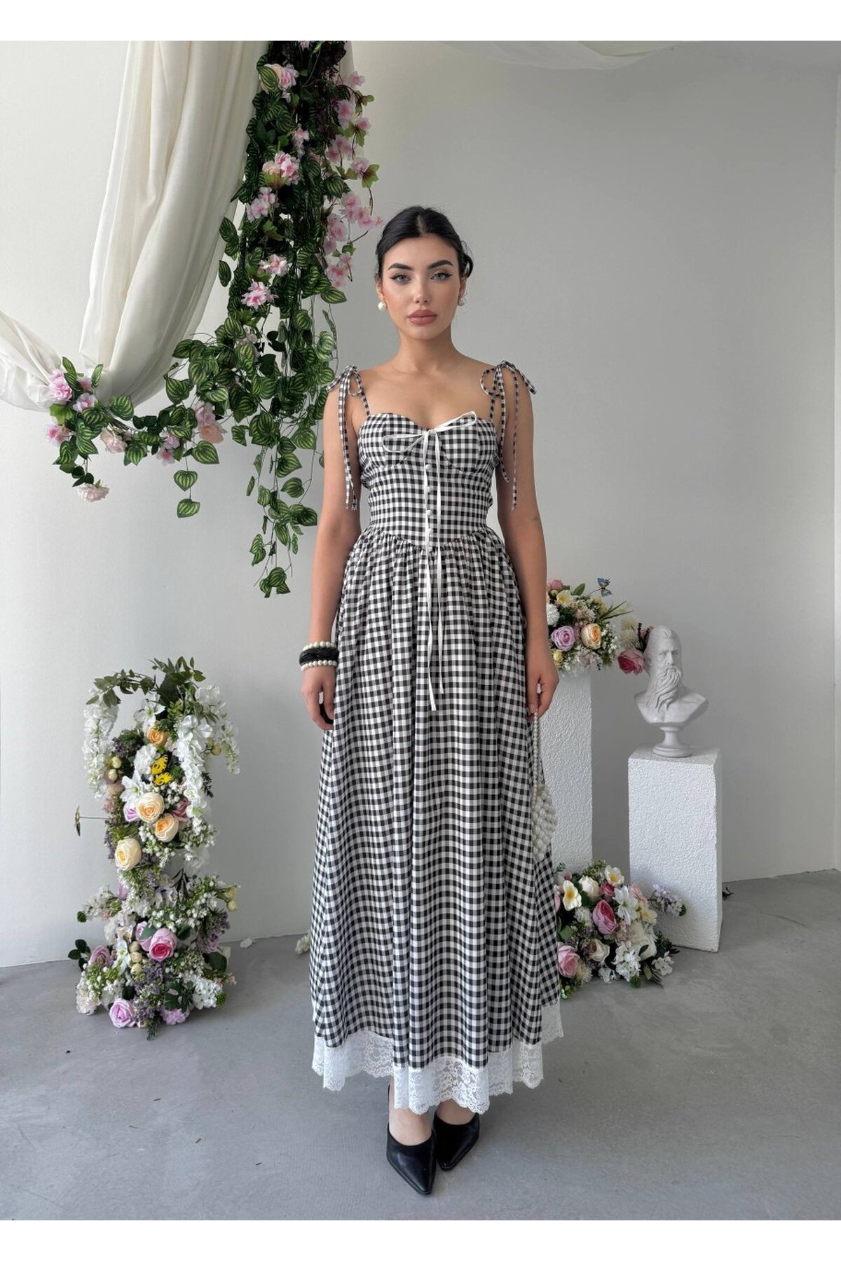 Yumak İp Askılı Elbise ETK-00956-siyah