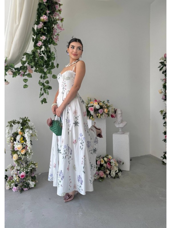 Junes İp Askılı Elbise ETK-00967-beyaz
