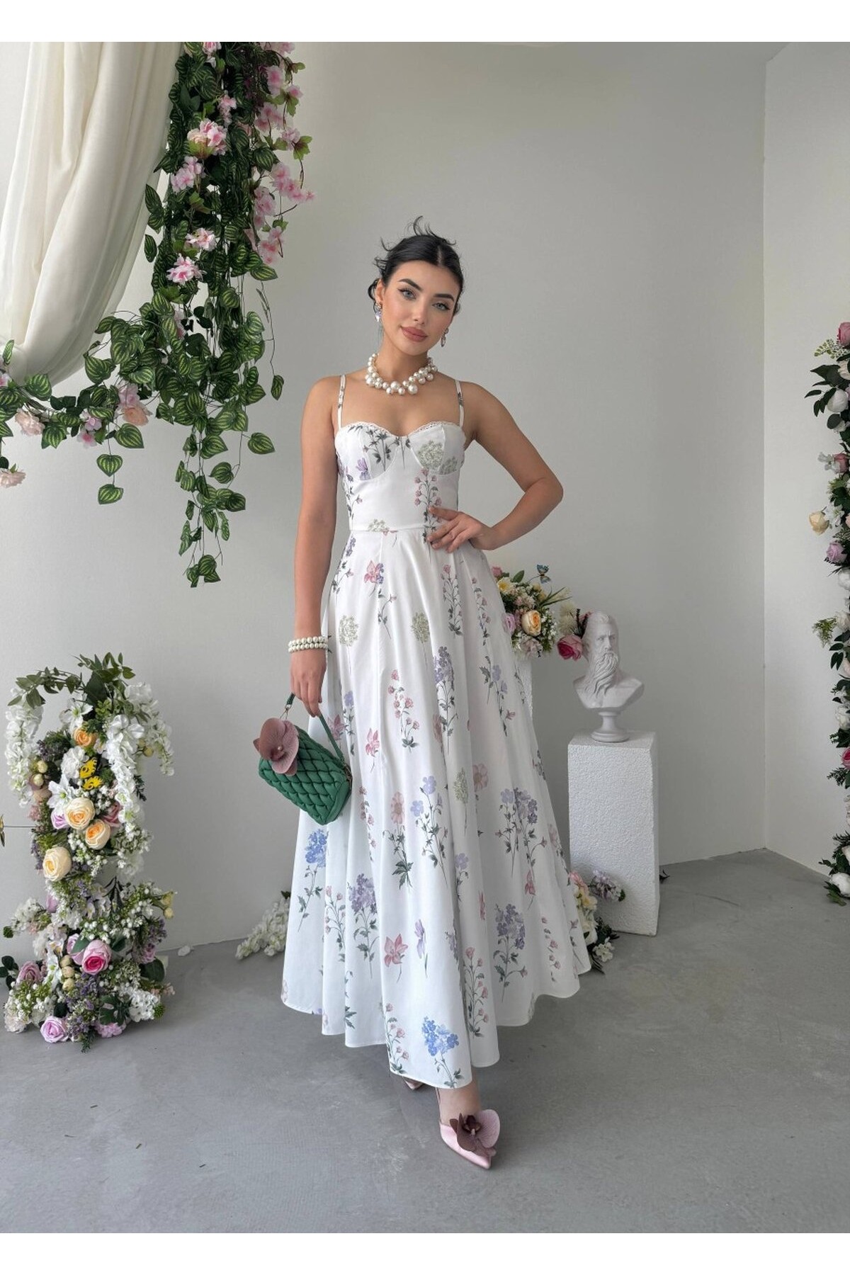 Junes İp Askılı Elbise ETK-00967-beyaz