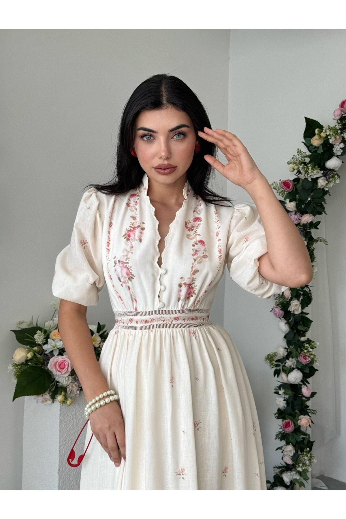 Dersa Midi Elbise ETK-00996-pembe