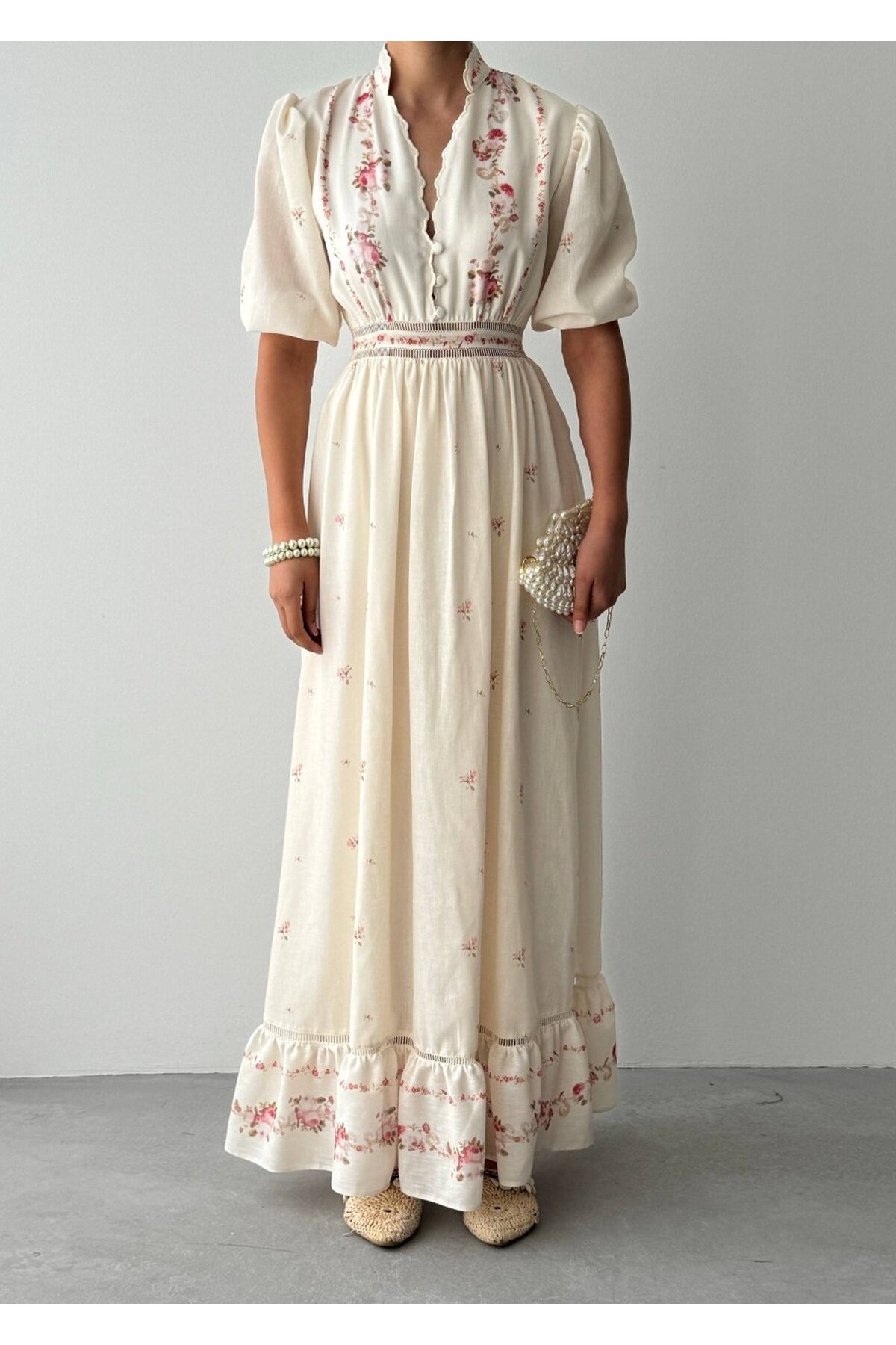 Dersa Midi Elbise ETK-00996-pembe