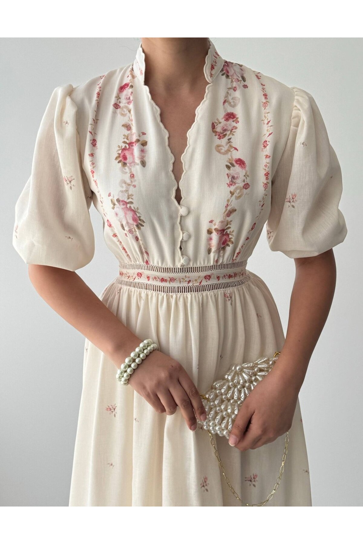 Dersa Midi Elbise ETK-00996-pembe