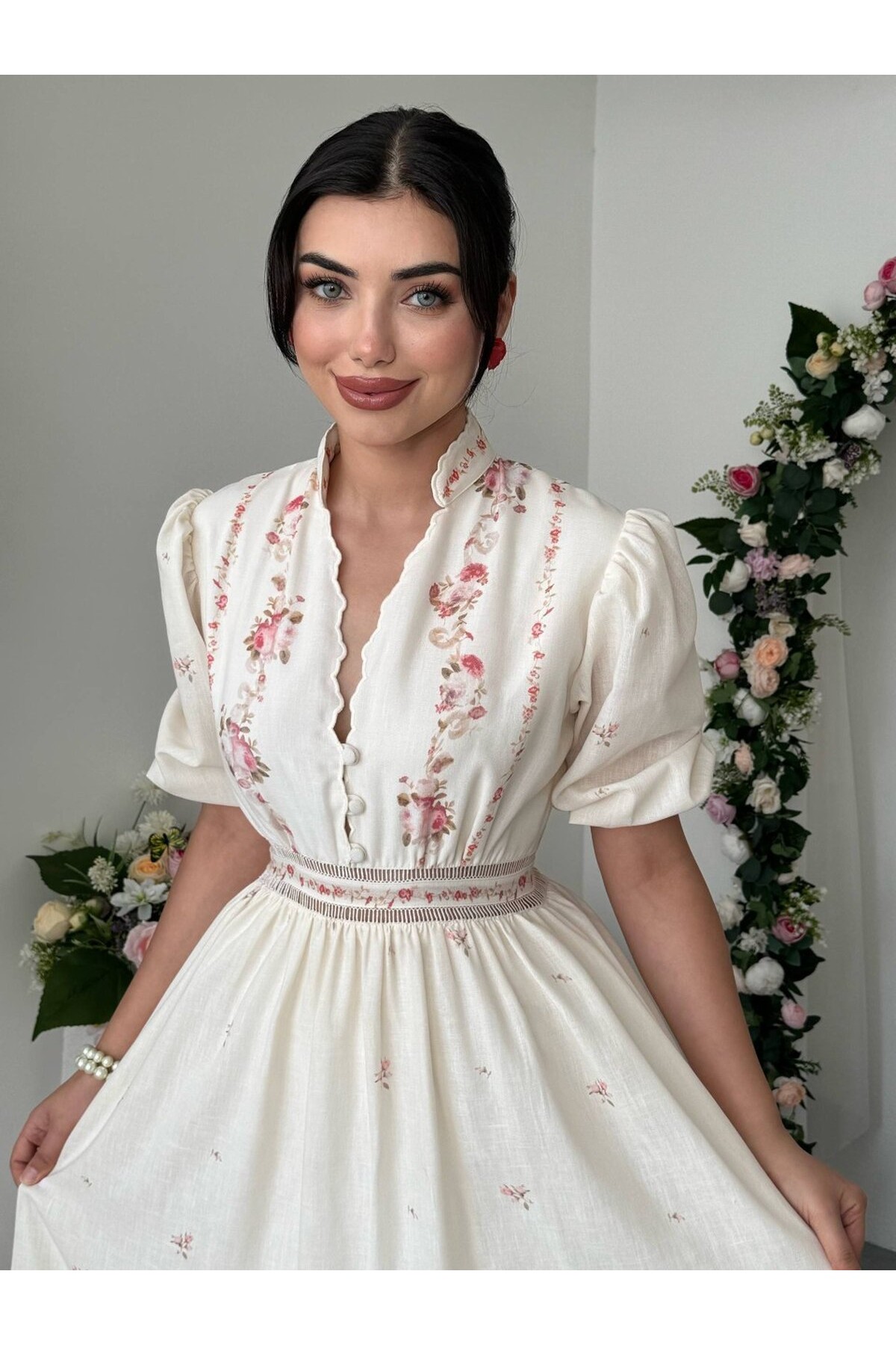 Dersa Midi Elbise ETK-00996-pembe