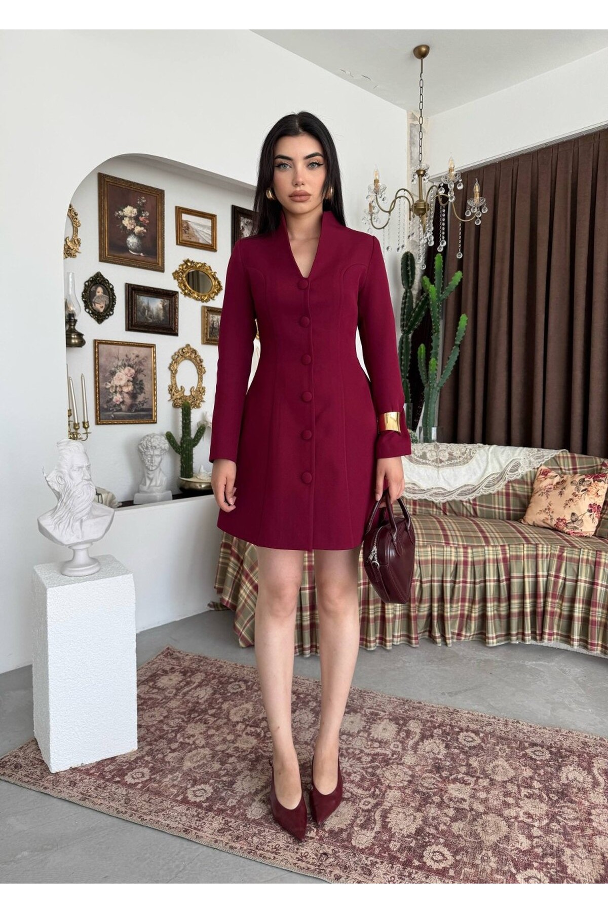 Hanne Ceket Elbise ETK-01003-bordo
