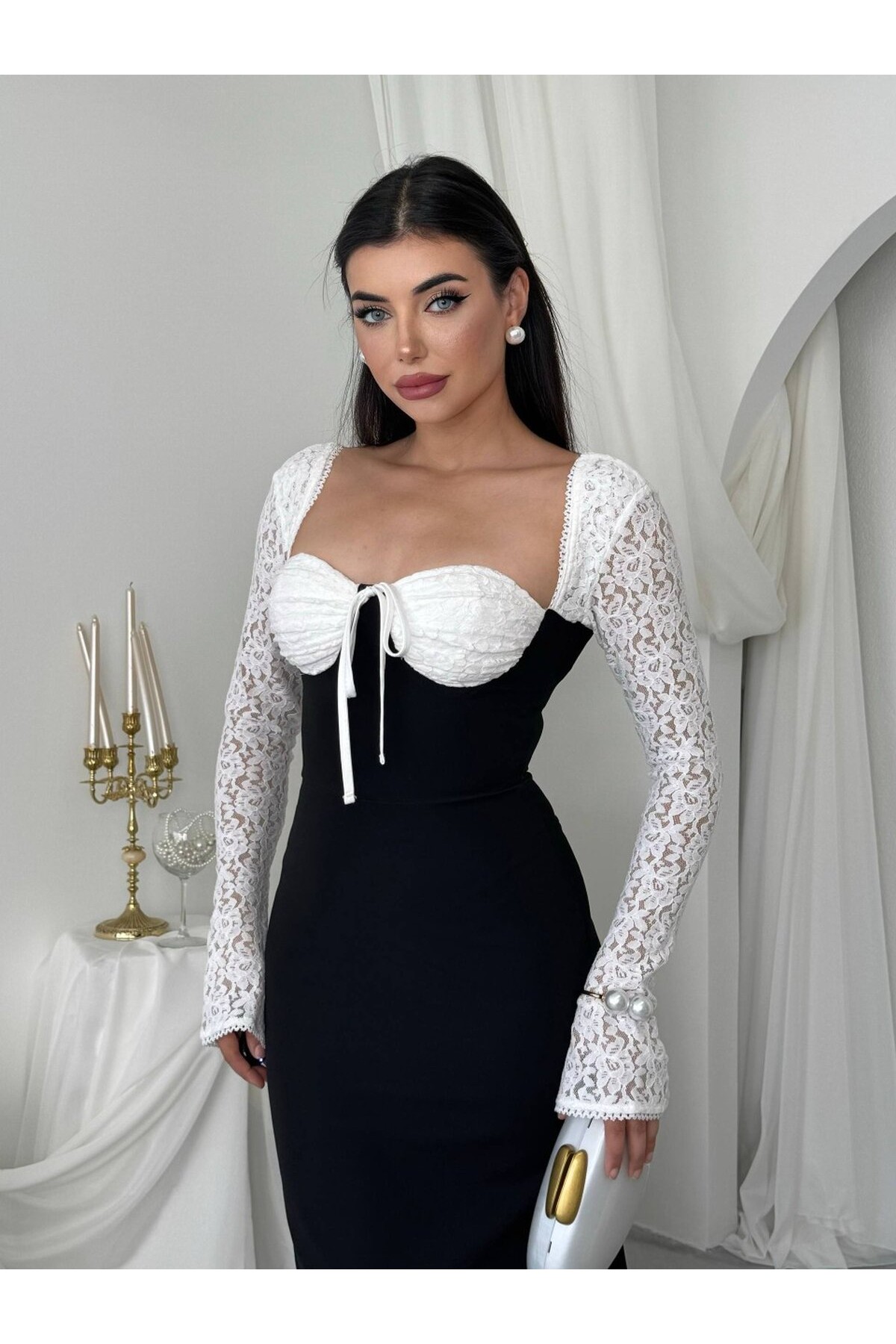 Retas Midi Elbise ETK-01054-siyah