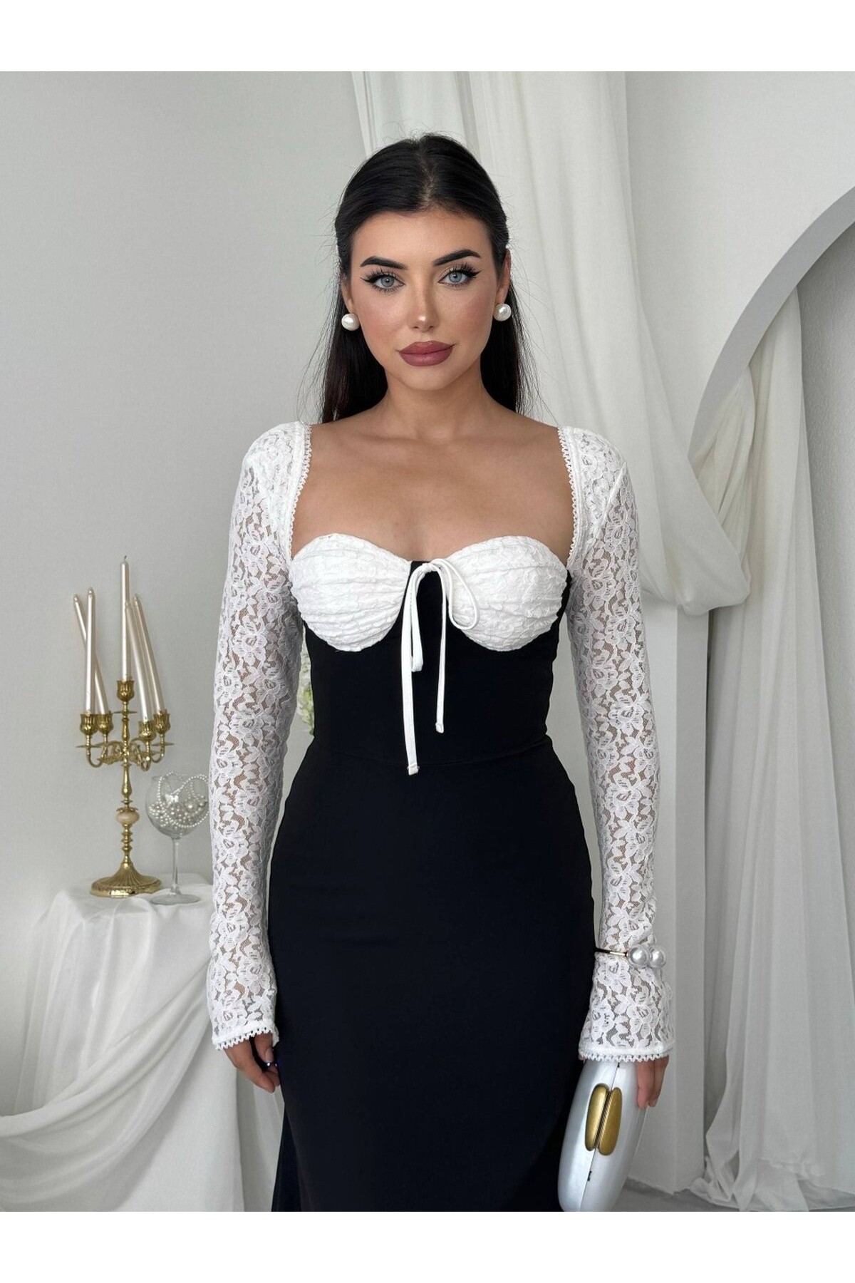 Retas Midi Elbise ETK-01054-siyah