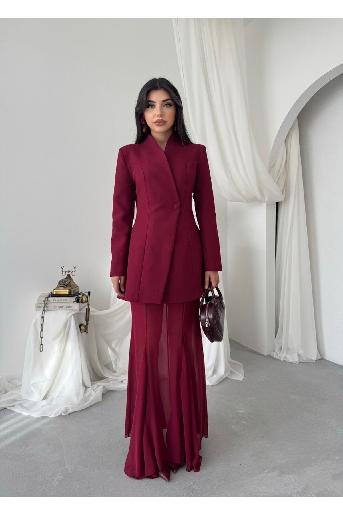 Sacra İkili Takım ETK-01057-bordo