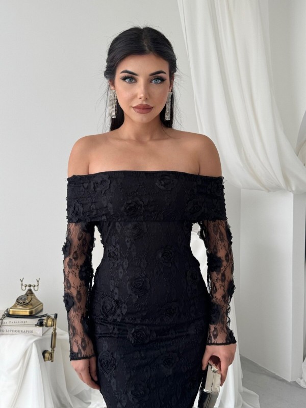 Pomes Starplez Elbise ETK-01062-siyah