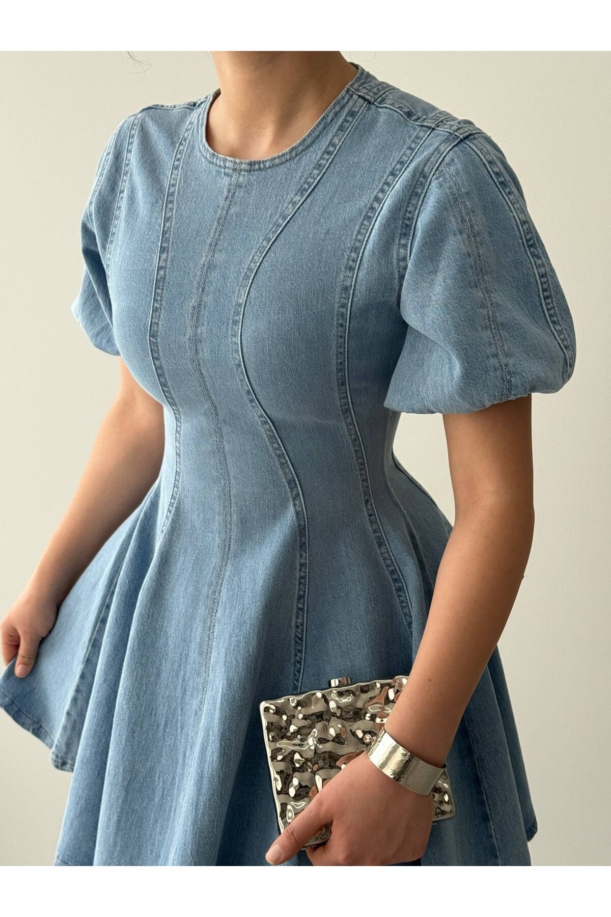 Viva Denim Elbise ETK-9824-acik-mavi