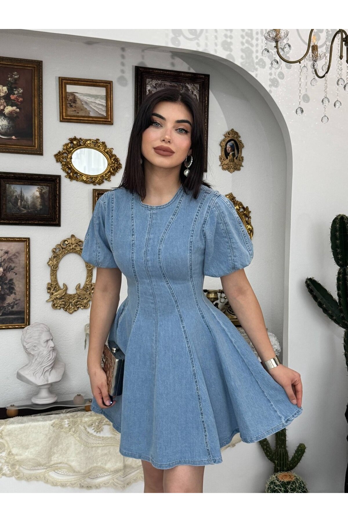 Viva Denim Elbise ETK-9824-acik-mavi