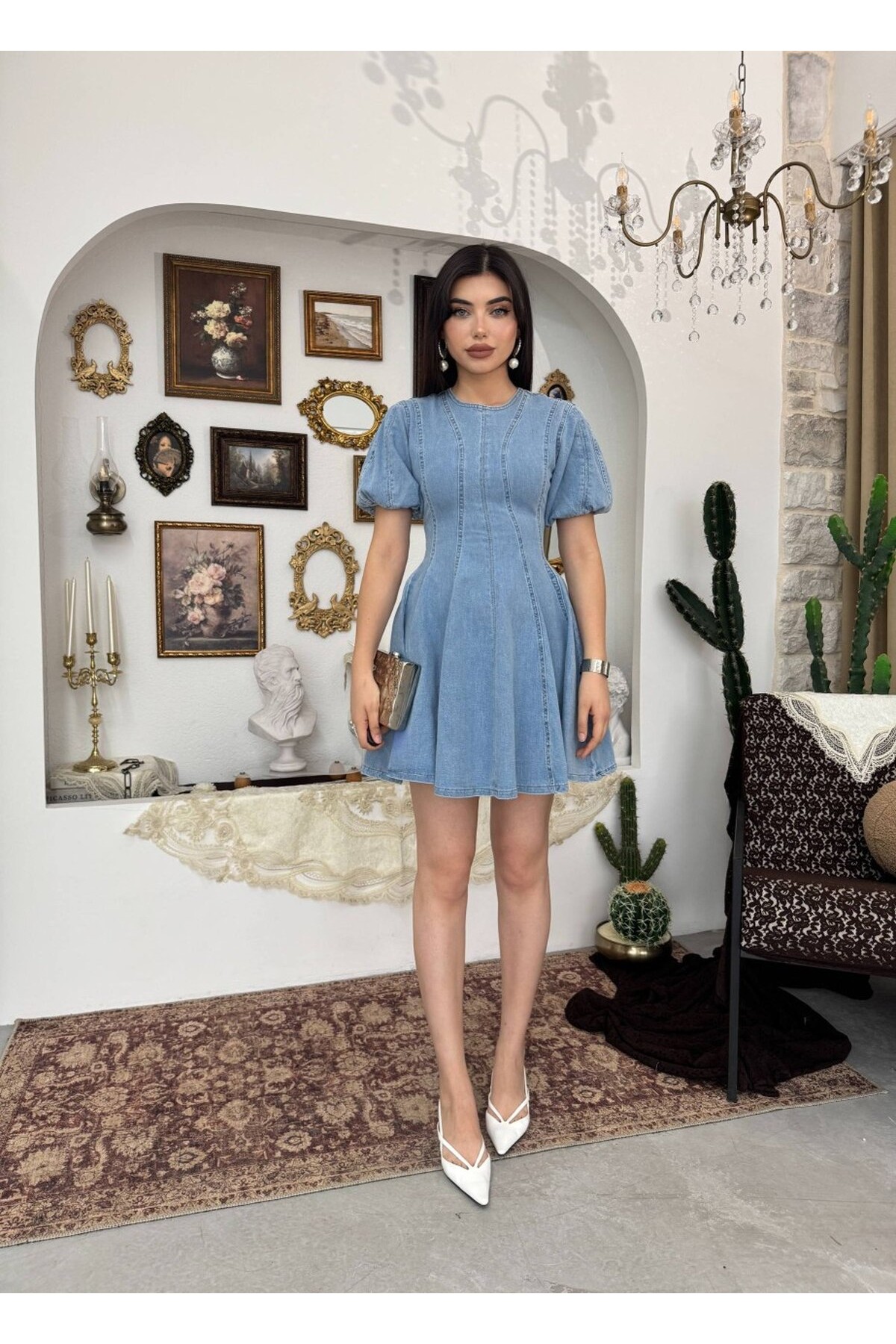 Viva Denim Elbise ETK-9824-acik-mavi