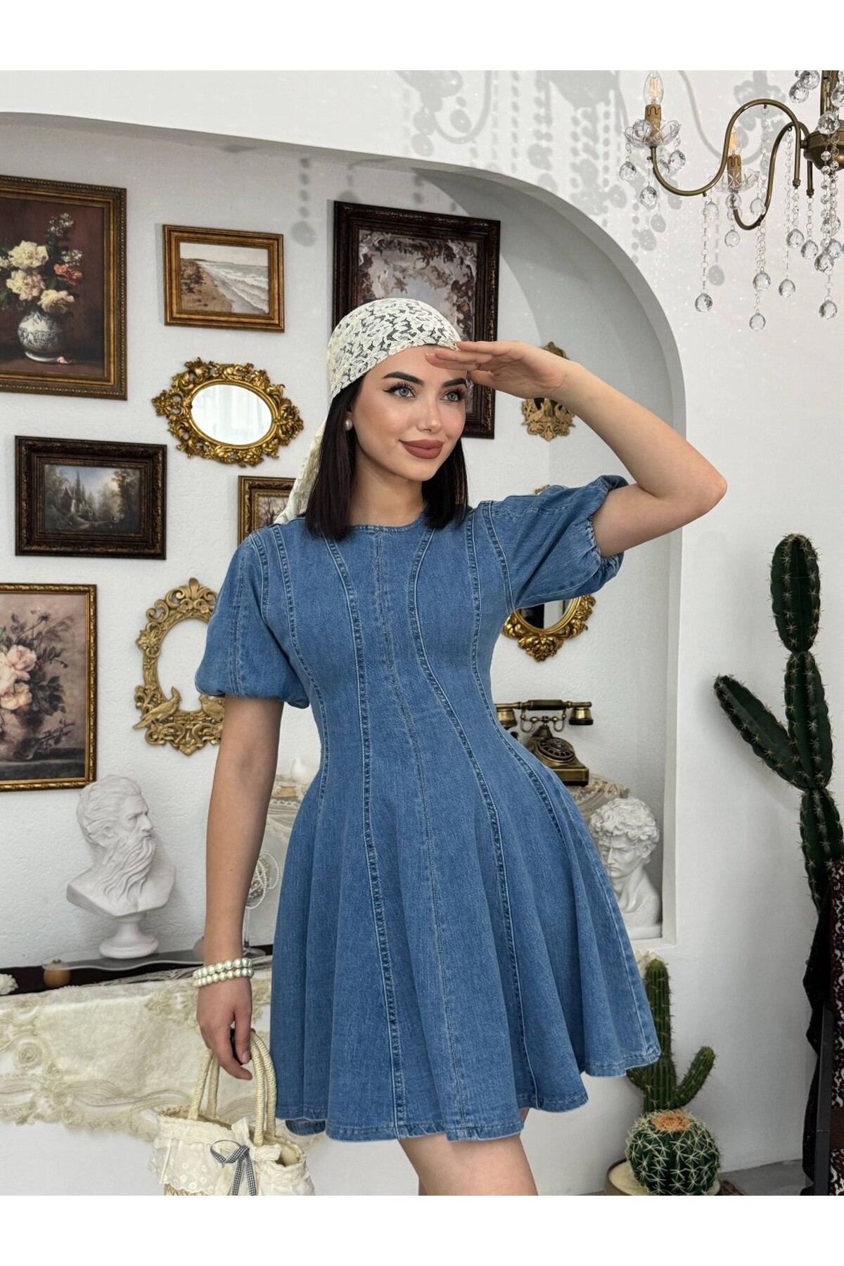 Viva Denim Elbise ETK-9824-koyu-mavi