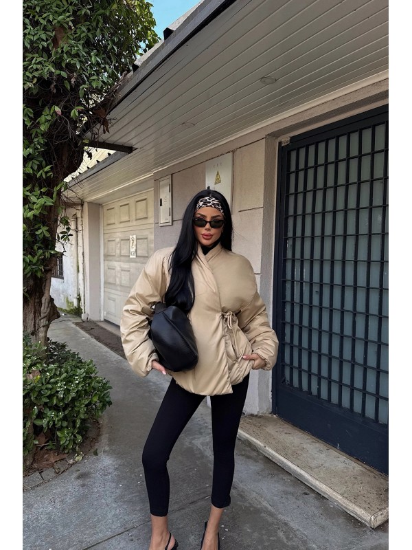 Krem Chleo Şişme Mont krem