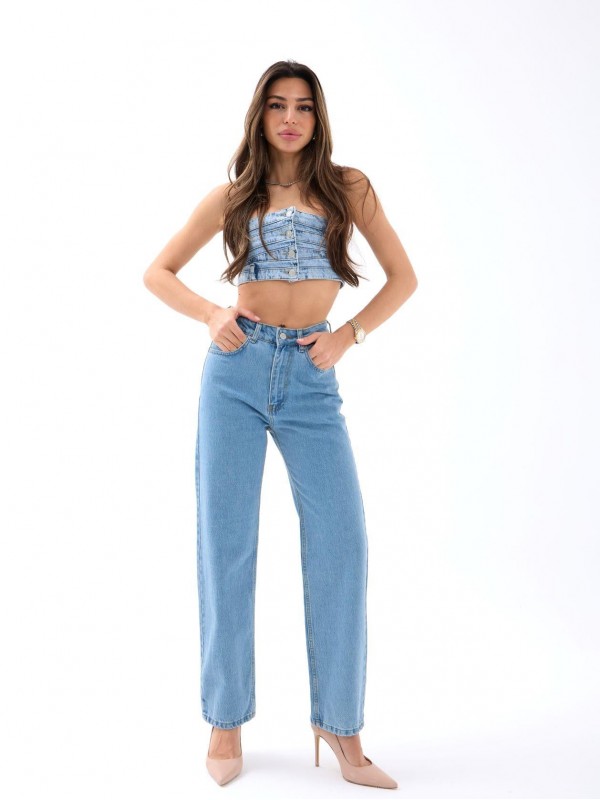 6425 DENİM WIDE LEG-MAVİ