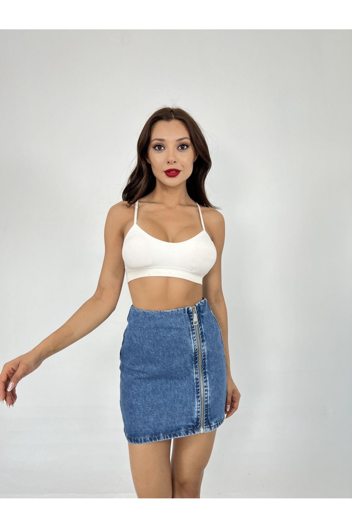 7005 DENIM SKIRT-BLUE