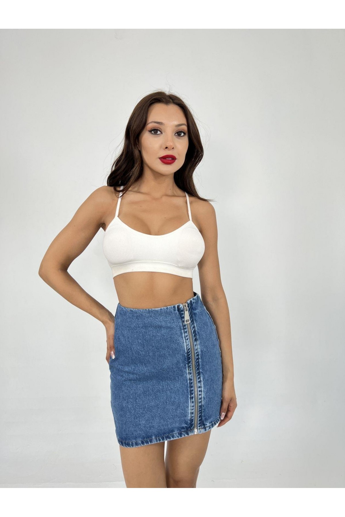 7005 DENIM SKIRT-BLUE