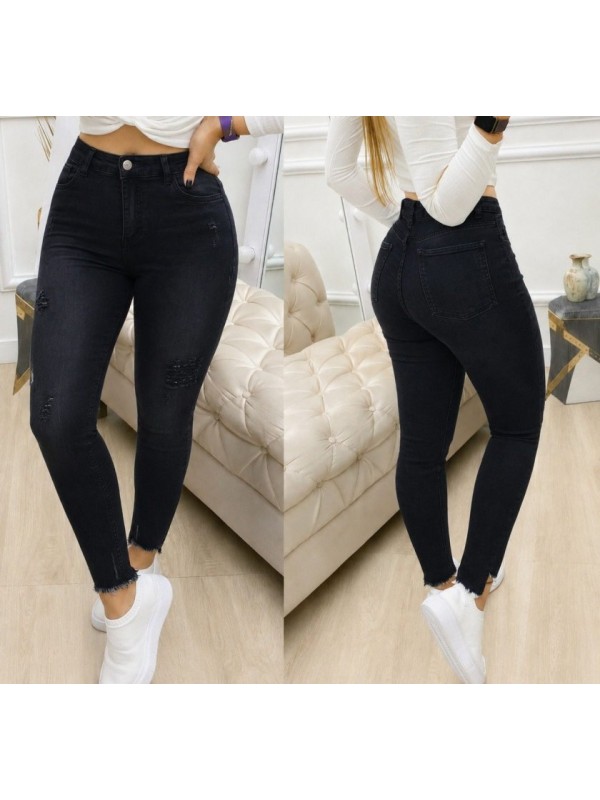 Kadın Yüksek Bel Yırtık Desenli Skınny Kot Pantolon , 35673