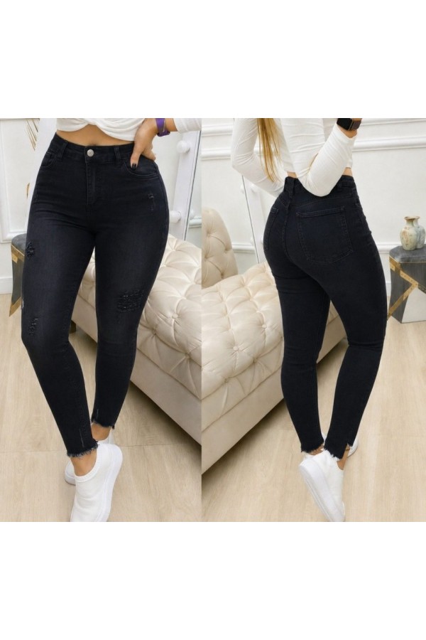 Kadın Yüksek Bel Yırtık Desenli Skınny Kot Pantolon , 35673