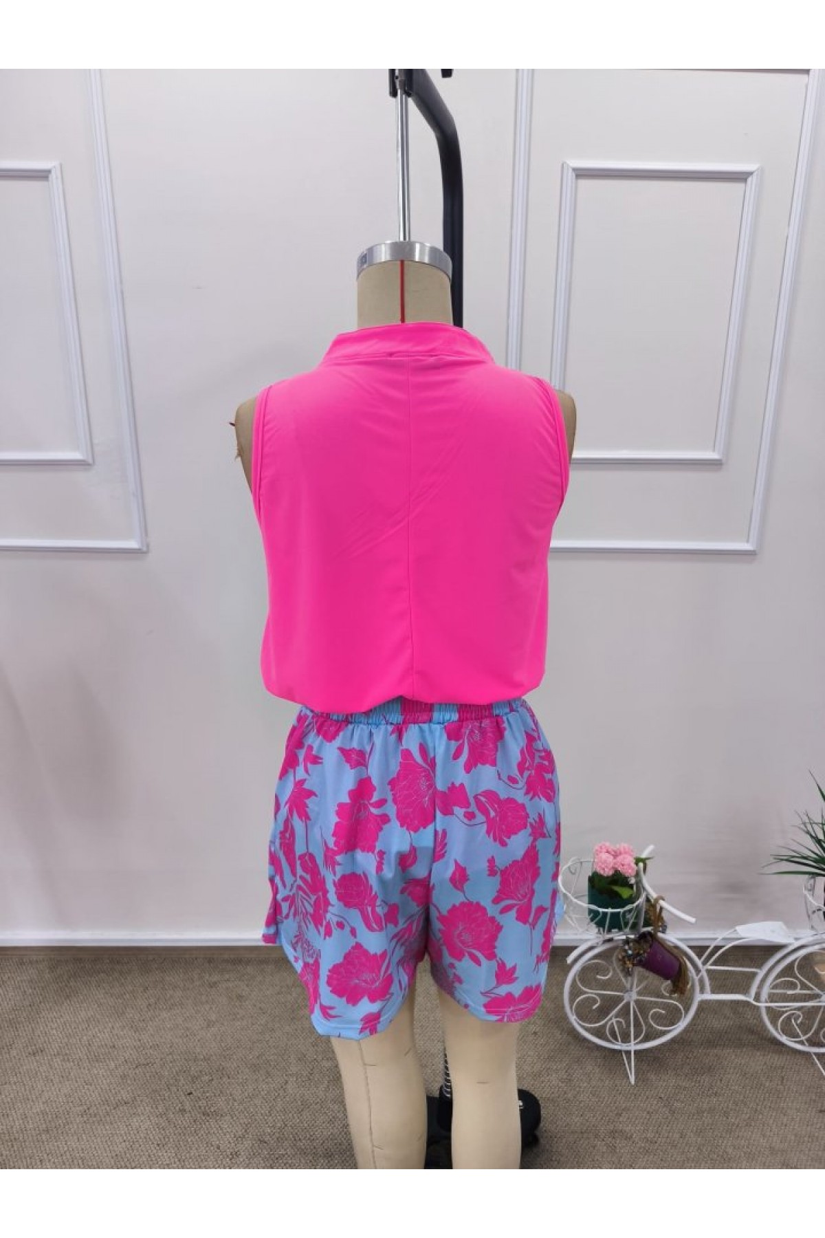 Kadın Askılı V Yakalı Sandy Bluz Ve Desenli Short Ikili Takım, 38394