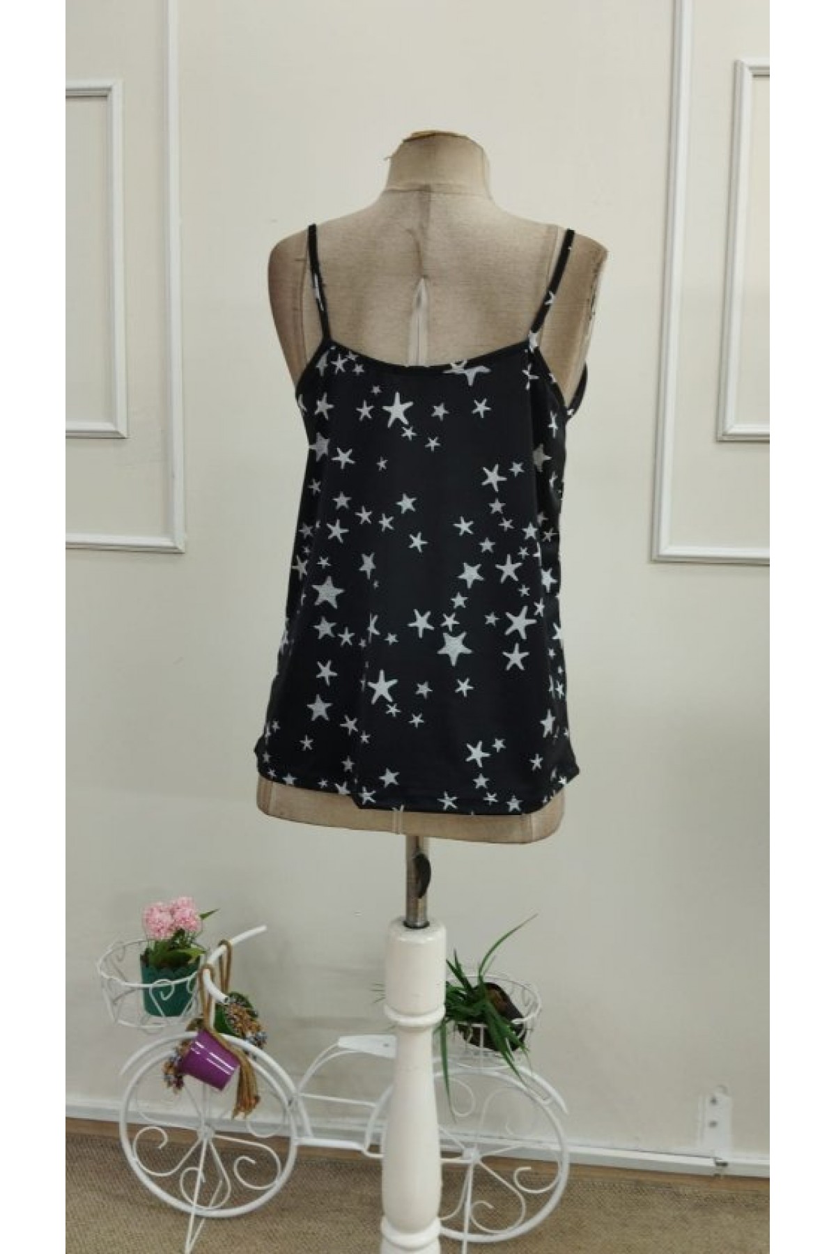 Kadın Tek Omuzdan Askılı şerit Detaylı Düğmeli Viskon Bluz, 33384