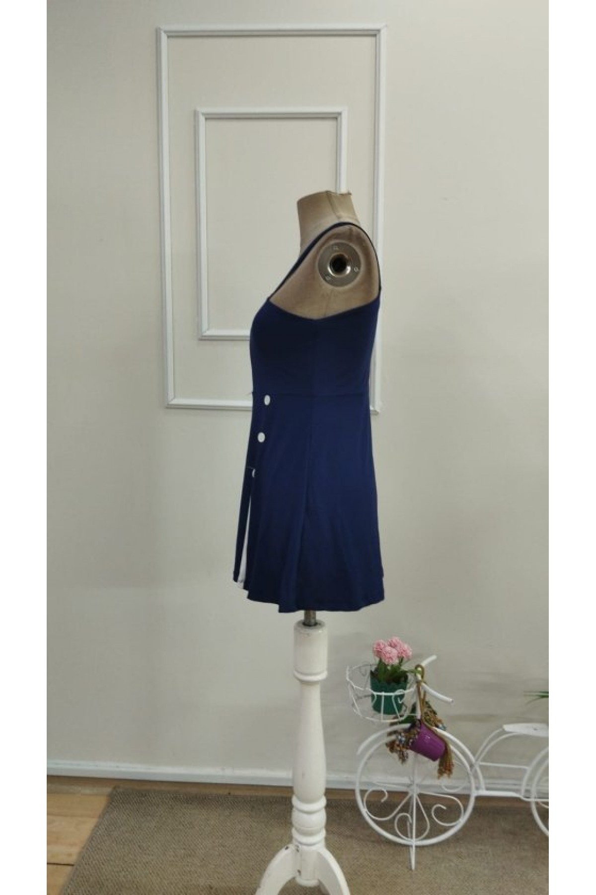 Kadın Tek Omuzdan Askılı şerit Detaylı Düğmeli Viskon Bluz, 33383