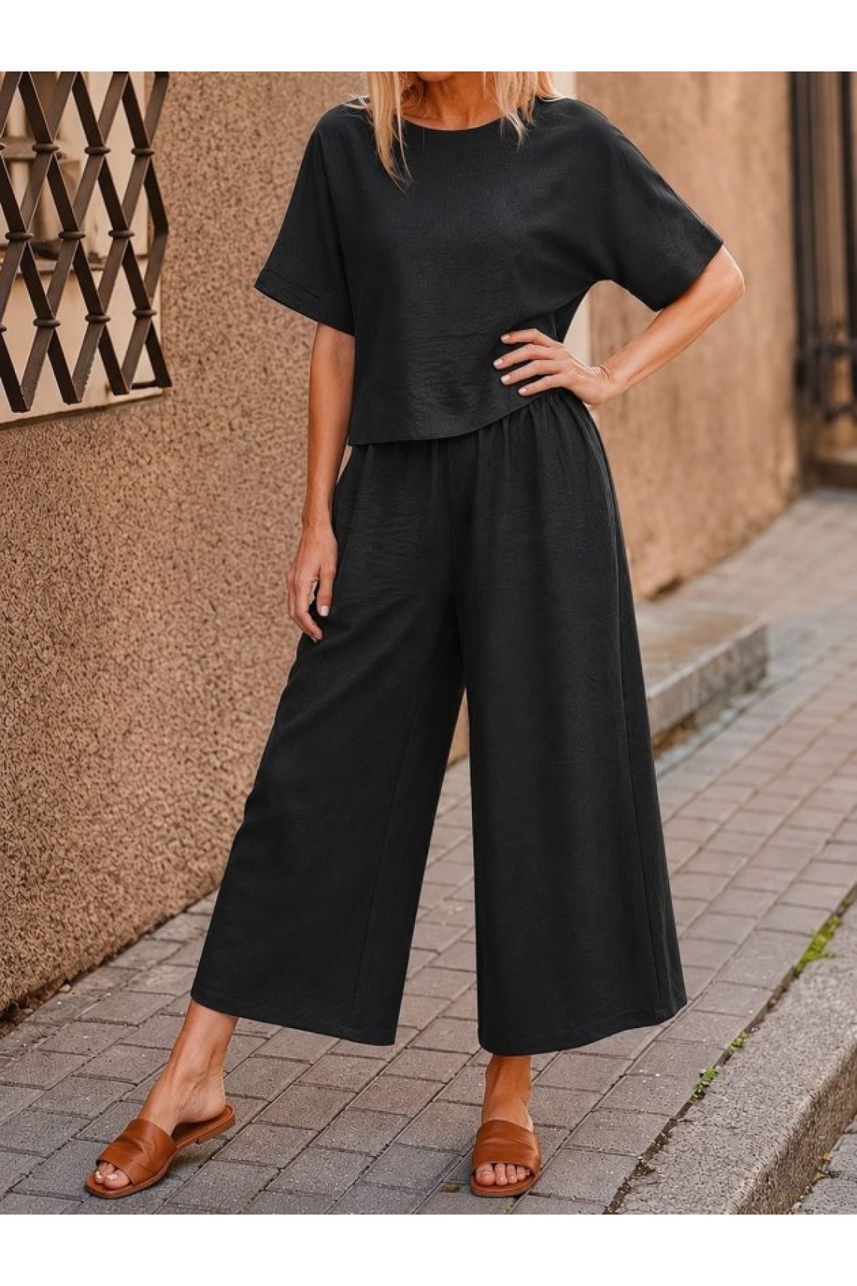 Kadın Kısa Kollu Kayık Yakalı Bluz Ve Pantolon Ikili Takım, 35737