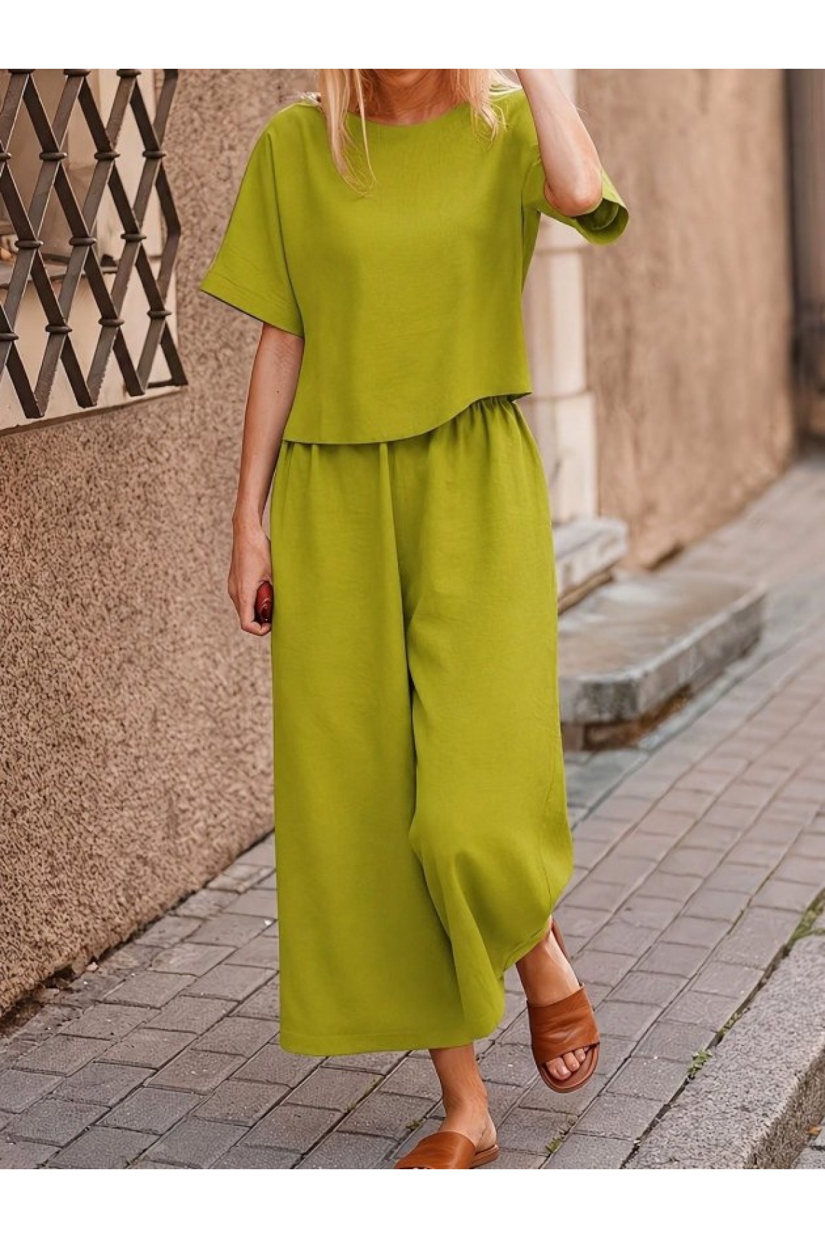 Kadın Kısa Kollu Kayık Yakalı Bluz Ve Pantolon Ikili Takım, 35739